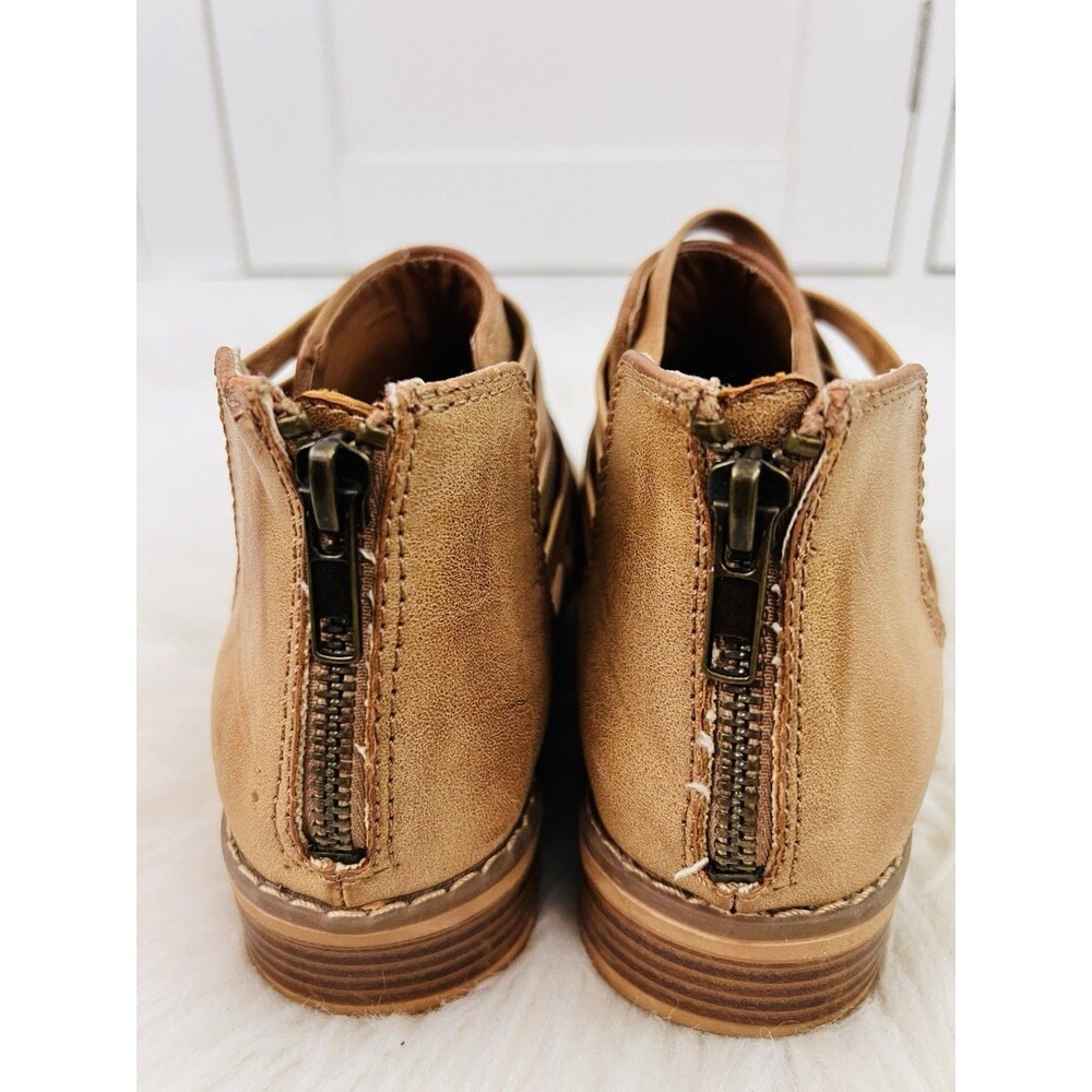 Rocket Dog Mass Tanin Brown Basket Woven Back Zip Boho Booties Size 7.5 - Picture 4 of 7